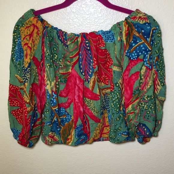 Christian Siriano off shoulders Crop top Tropical print size S - Picture 2 of 5